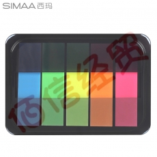 西玛 SIMAA 100张5色荧光膜指示标签贴纸 44*12mm抽取式便利贴便签条记事贴8449（10个起售）