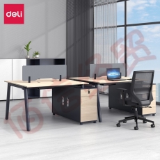 ■得力(deli)办公家具 办公桌组合单人 双人职员桌 简约现代四人桌 配储物柜机箱柜 DP007二人位 木纹