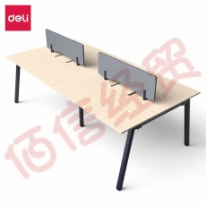 ■得力(deli)办公家具 办公桌组合单人 双人职员桌 简约现代四人桌 DP004四人位2400*1200*750(木纹)