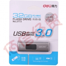 得力（deli） 推拉式U盘 USB高速3.0 2173(32GB)