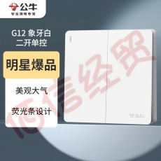 公牛（BULL） 万家 公牛开关插座 G12白色系列 大面板插座 10A 家用86型墙壁插座开关 G12K211 二开单控开关