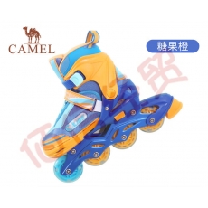 骆驼（CAMEL）轮滑鞋儿童溜冰鞋女童初学者全套滑冰鞋男童旱冰鞋滑轮鞋 糖果橙【鞋+头盔+护具+滑轮包】 S(适合脚码31-34)