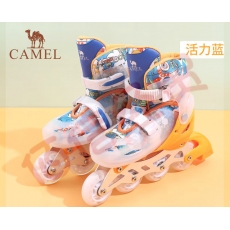 骆驼（CAMEL）轮滑鞋儿童溜冰鞋女童初学者全套滑冰鞋男童旱冰鞋滑轮鞋 活力蓝【鞋+头盔+护具+滑轮包】 L（脚码39-42）