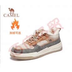 骆驼（CAMEL）男鞋款男士板鞋潮流百搭加绒小白鞋运动休闲 GE12235350R，沙/灰，男（加绒） 38