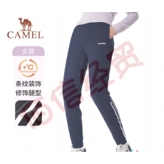 骆驼（CAMEL）运动裤女士休闲跑步宽松裤子百搭透气束脚卫裤长裤女 J1W1Y6108，藏青，女 S