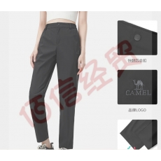 骆驼（CAMEL）【凉感亲肤】户外速干长裤子男女功能运动直筒凉感休闲服裤子 A23BA49020，幻影黑，女 S