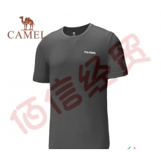 骆驼（CAMEL）运动T恤男女2023春夏透气简约百搭户外休闲情侣圆领T恤 C1S286915，黑色，男 M