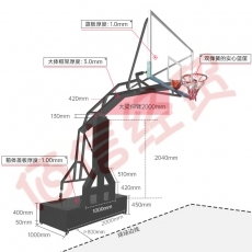 健伦室内外成人篮球架户外标准篮球框仿液压多色可选（支持定制）
